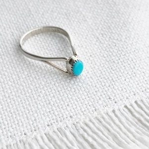 VINTAGE Zuni Turquoise & Sterling Stacker Ring NOS